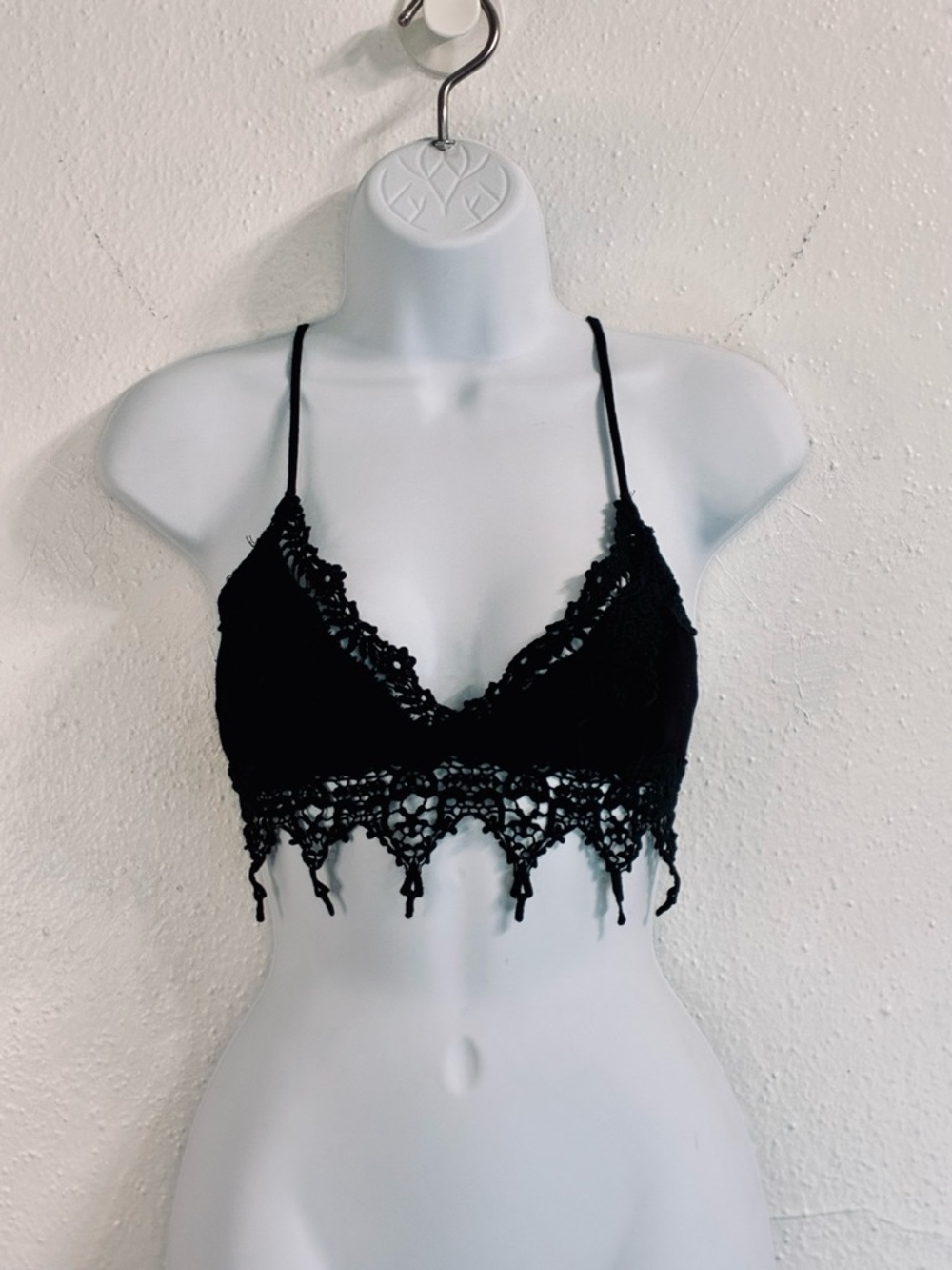 Cotton Candy Sweet Collection Black Crochet Lace Bralette Top Sz.M